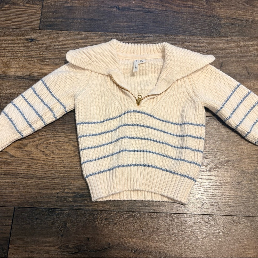 Cream and Blue Striped Sweater